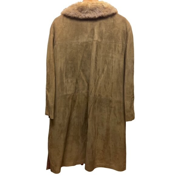 Vintage 60's Tan Suede Overcoat with Mink Fur Trim - Picture 7 of 11